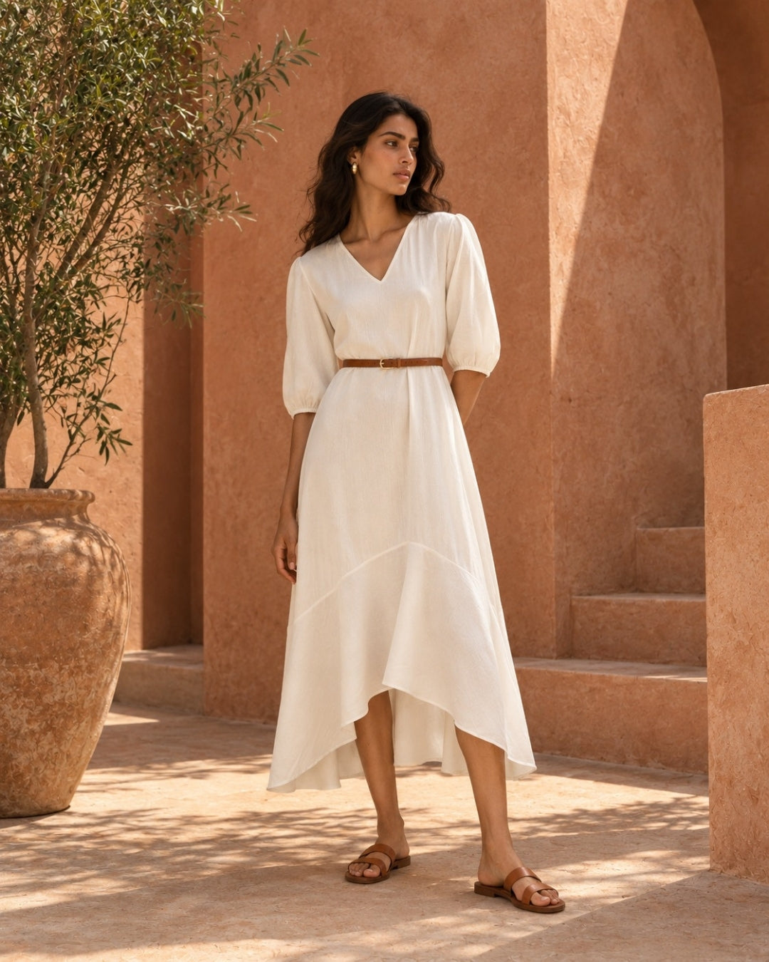 Diva White Asymmetric Dress