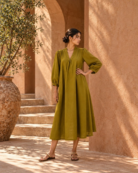 Kyra Olive Midi Dress