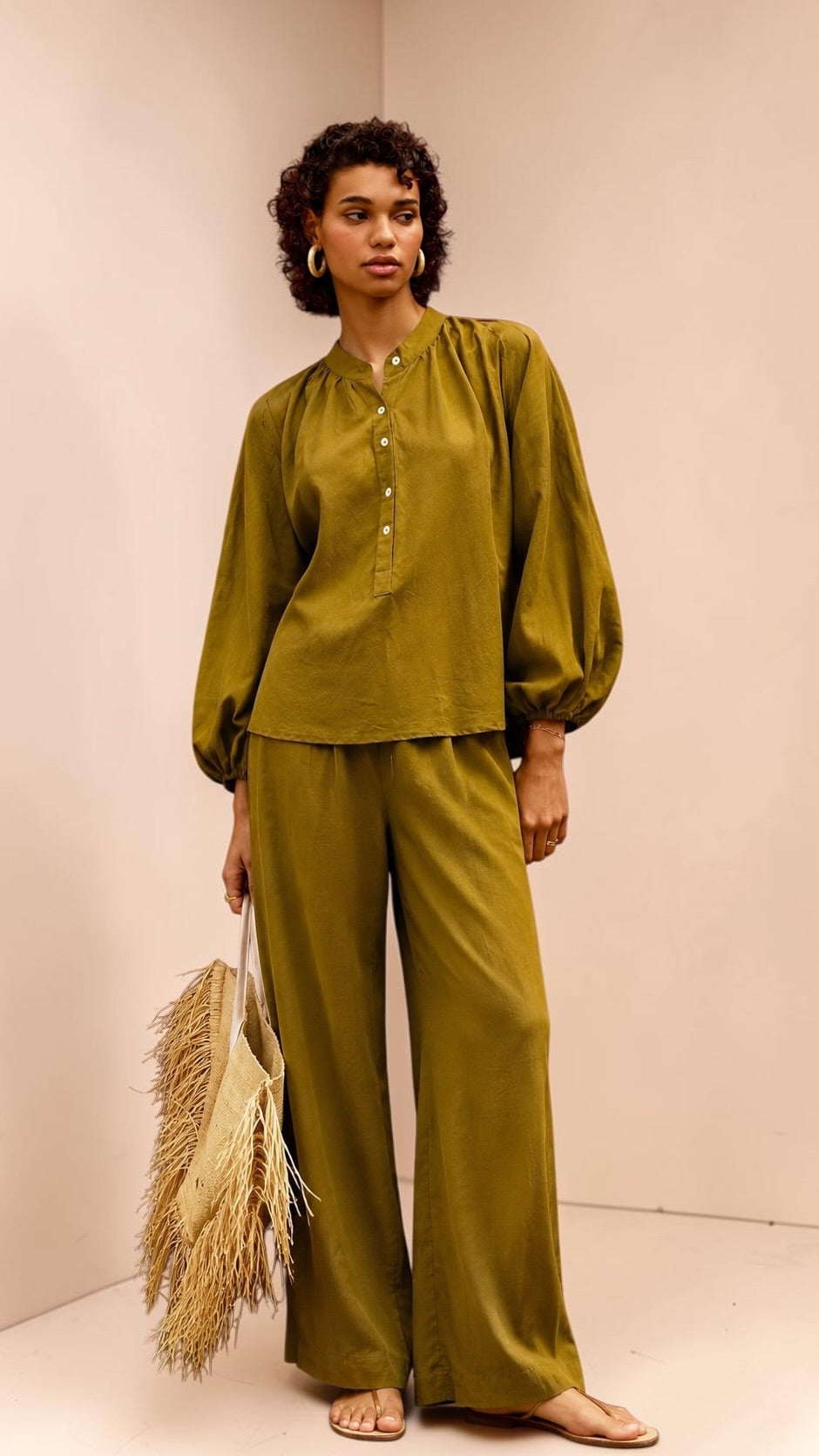 Olive Wide-Leg Trouser