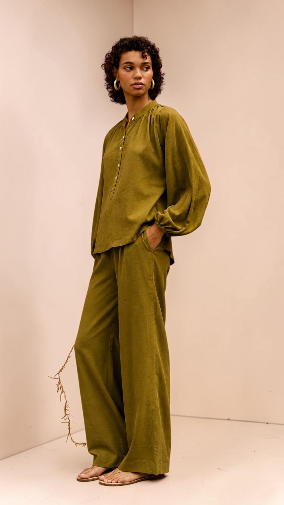 Olive Wide-Leg Trouser