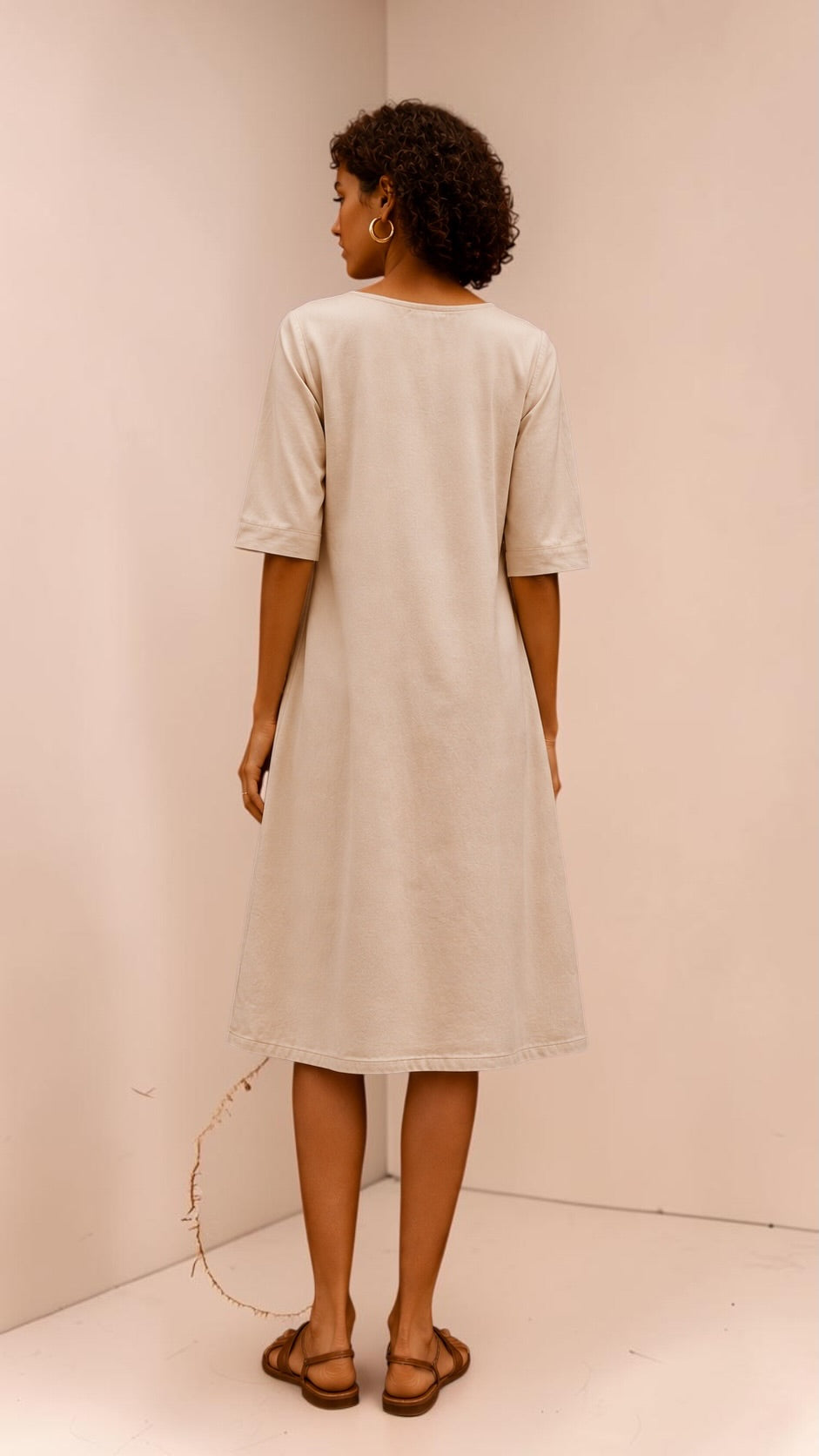 Suri Ivory Pleated Pocket Dress