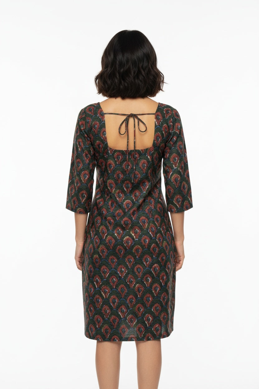 Mahira Olive Kalamkari Block Print Dress