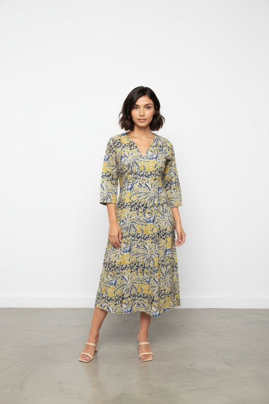 Ziva Slate Block Print Dress