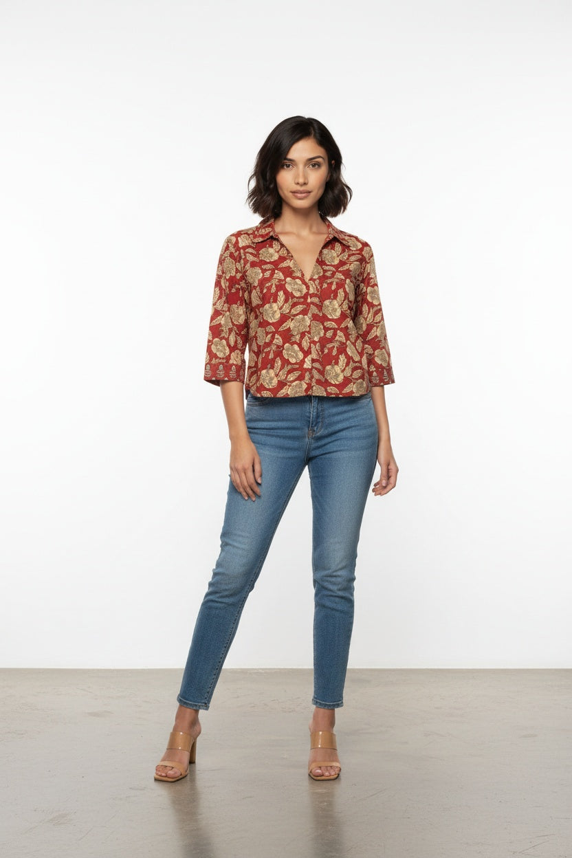 Tarini Floral Block Print Top